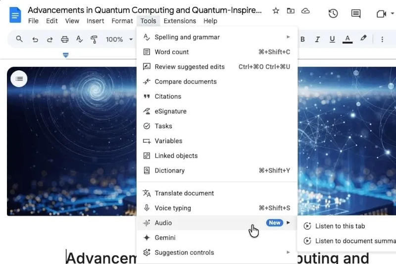 Google Docs teraz potrafią szybko podsumowywać dokumenty