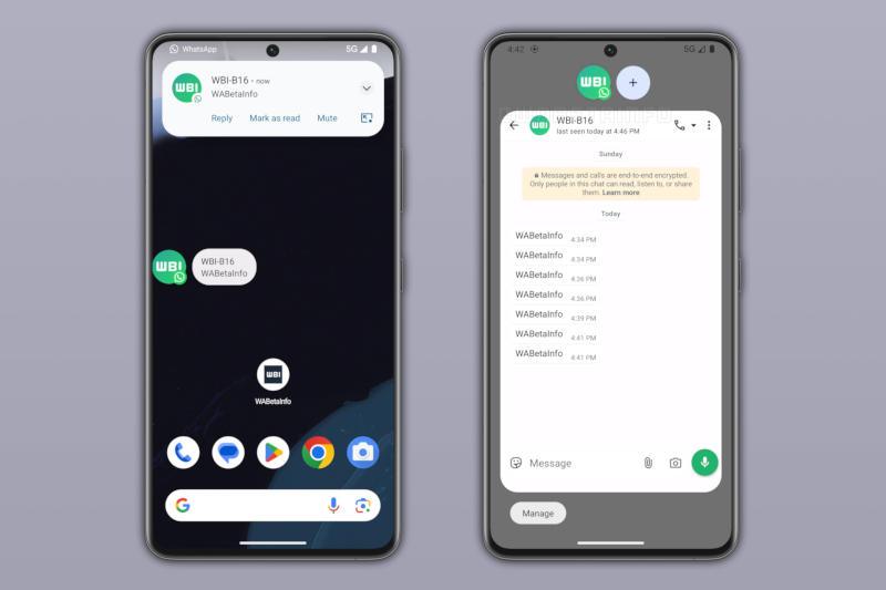 WhatsApp na Android zacznie obsługiwać „bąbelki” – rzadki format powiadomień systemowych