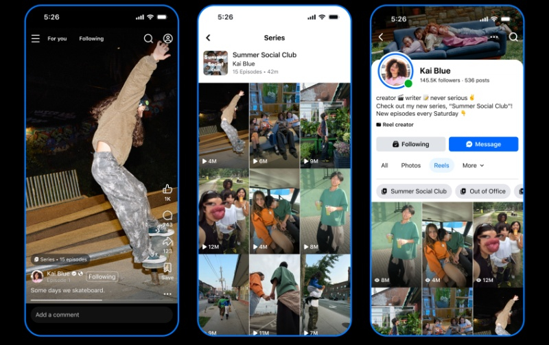 W Instagram✴ i Facebook✴ pojawi się możliwość tworzenia seriali z Reels poprzez funkcję „Seria”.