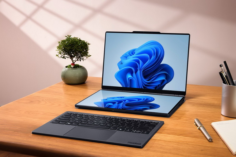 Lenovo zaprezentowała nowy modułowy laptop ThinkBook Modular AI PC, wyposażony w dwa ekrany i wyjmowalną klawiaturę.
