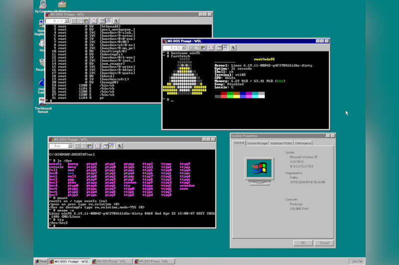 Niewiarygodny trik: dziewczyna uruchamia nowoczesne Linuksa na Windows 95