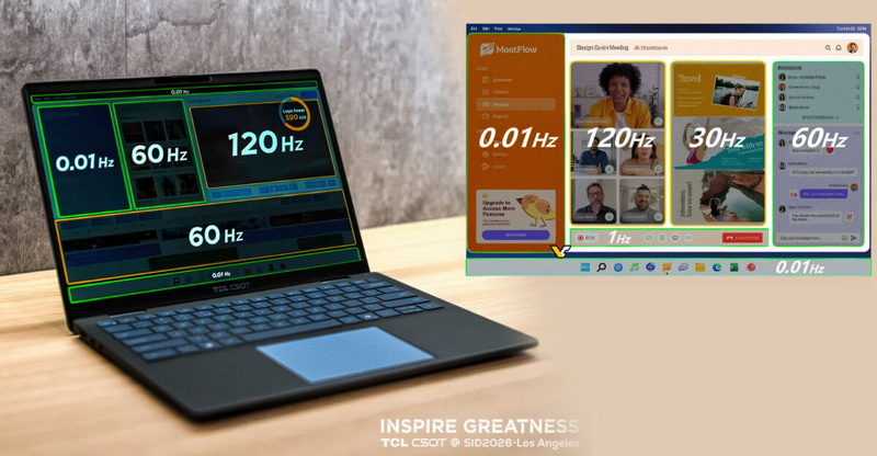 TCL CSOT przedstawiła ekran laptopowy obsługujący jednoczesną częstotliwość od 0,01 do 120 Hz.