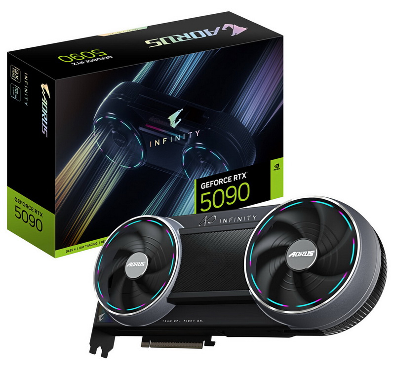 Gigabyte rozpoczęła sprzedaż karty Aorus GeForce RTX 5090 Infinity, wyróżniającej się niestandardowym wyglądem i ukrytym wentylatorem
