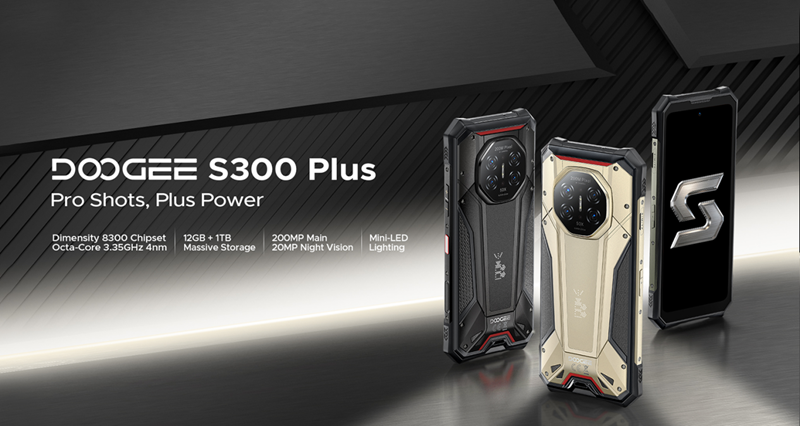 Doogee S300 Plus – niezawodny telefon oparty na procesorze Dimensity 8300, wyposażony w 1 TB pamięci i regulowaną podświetlenie Mini‑LED.